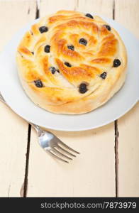 fresh home baked blueberry bread cake dessert over white wood table