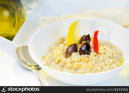 fresh homemade Badingian mutabbal Baba Ghanoush,traditional middle eastern dish