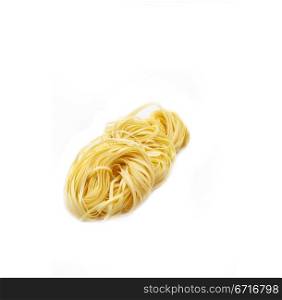 fresh homemade italian tagliatelle eggs pasta isolated on white
