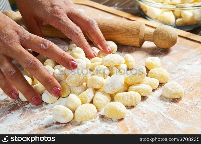 Fresh homemade potato gnocchi ready for cooking