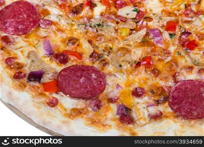 fresh hot fast food - slices of pizza closeup from top