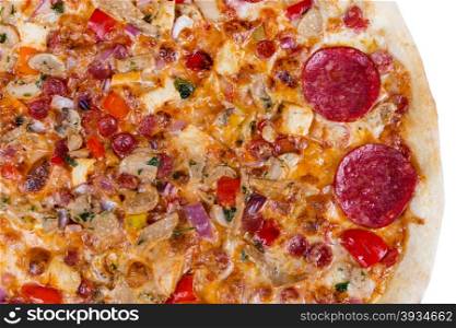 fresh hot fast food - slices of pizza closeup from top for background design