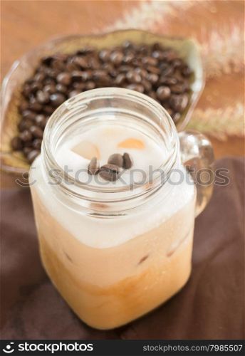 Fresh iced coffee with milk, stock photo