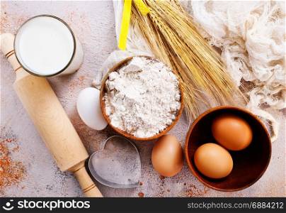 fresh ingredients for baking on a table