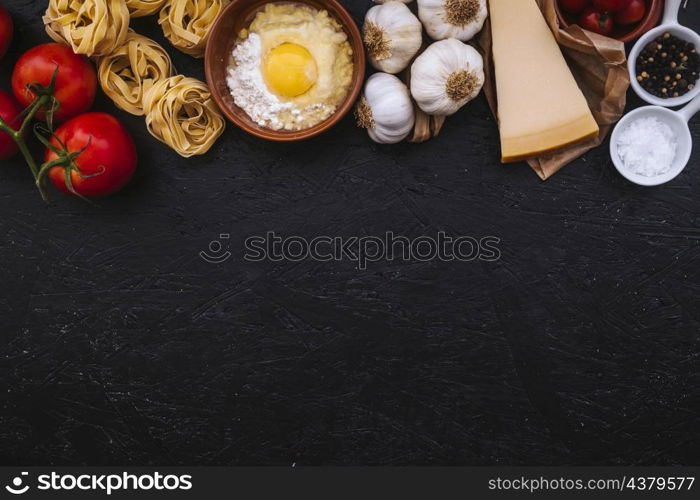 fresh ingredients pasta preparation