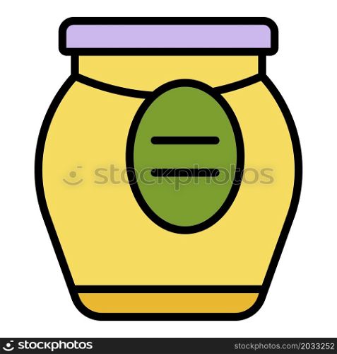 Fresh jam jar icon. Outline fresh jam jar vector icon color flat isolated. Fresh jam jar icon color outline vector