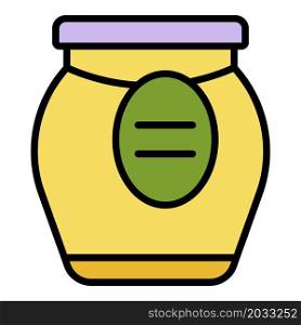Fresh jam jar icon. Outline fresh jam jar vector icon color flat isolated. Fresh jam jar icon color outline vector
