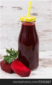 Fresh juice made of ripe beetroot. Snack or dessert containing healthy natural minerals and vitamins. Fresh juice made of beetroot. Snack or dessert containing healthy minerals and vitamins