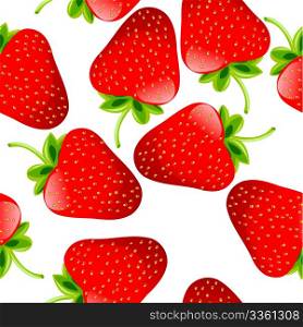 Fresh juicy strawberries pattern, seamless background