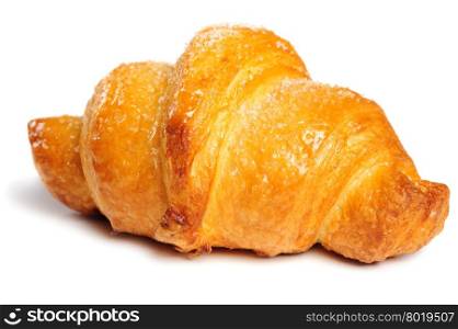 fresh just baked crunchy croissant on white background, isolated