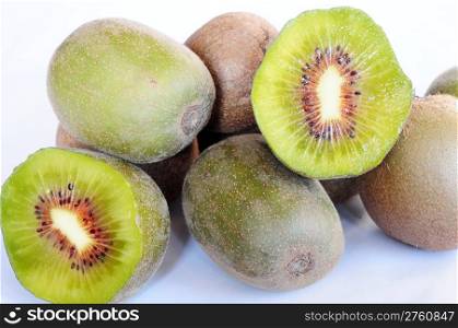 Fresh kiwi fruits on a white background