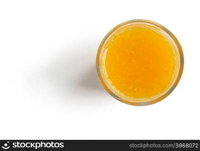 Fresh l Orange Juice on white background top view, with clipping path