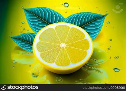  Fresh lemon  backgrond.  Image created with Generative AI technology 