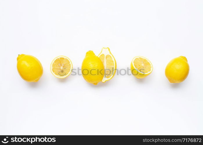 Fresh lemon isolated on white background.