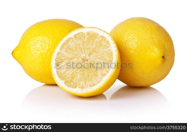 Fresh lemons on white background, isolated