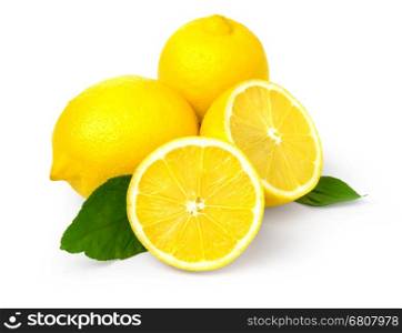 Fresh lemons on White ground with clipping path