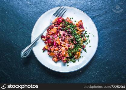 Fresh lentil salad with chives