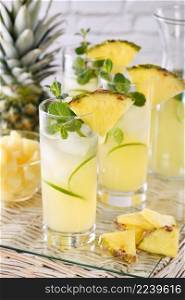 Fresh lime and mint combined with fresh pineapple juice and tequila. Pineapple cocktails always have a bright taste and aroma!