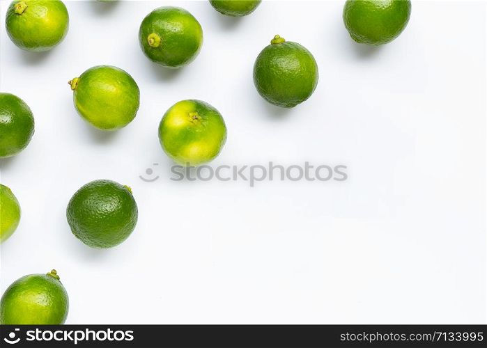 Fresh lime isolated on white background. Copy space
