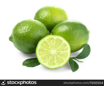 fresh Lime isolated on white background with leaf