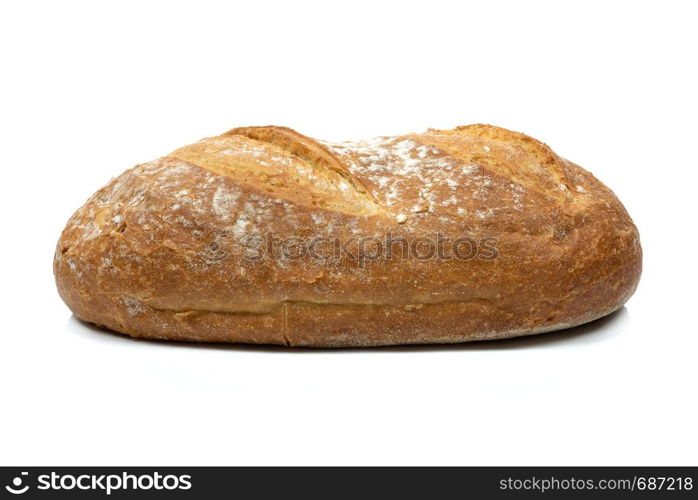 Fresh loaf bread isolated on a white background in close-up ( high details)