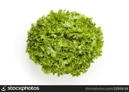 Fresh Lollo bionde lettuce seen from above isolated on white background
