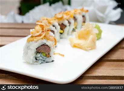 fresh made Japanese sushi rolls called Maki Sushi