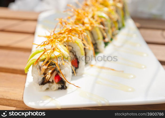 fresh made Japanese sushi rolls called Maki Sushi