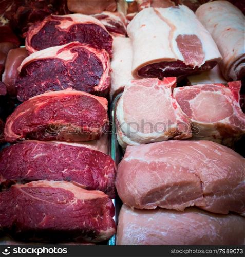 fresh meat. Fresh meat at a market. meat in shopping center
