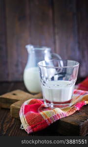 fresh milk in glass and on a table