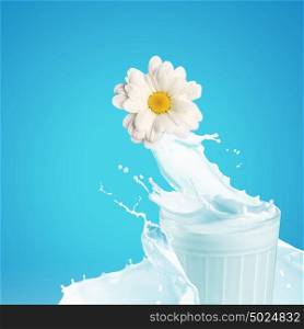 Fresh milk in the glass. Fresh milk in the glass on colour background, illustration