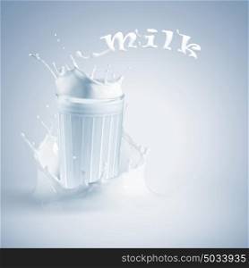 Fresh milk in the glass. Fresh milk in the glass on colour background, illustration