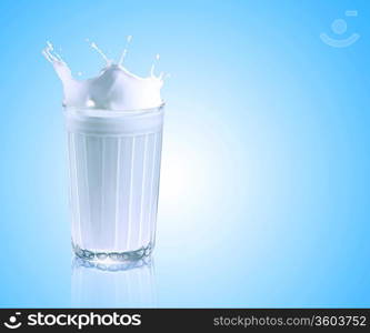 Fresh milk in the glass on colour background, illustration