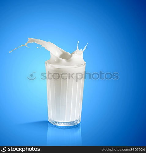 Fresh milk in the glass on colour background, illustration