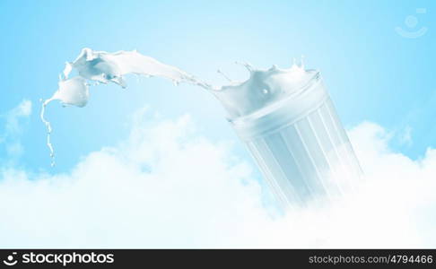 Fresh milk in the glass on colour background, illustration