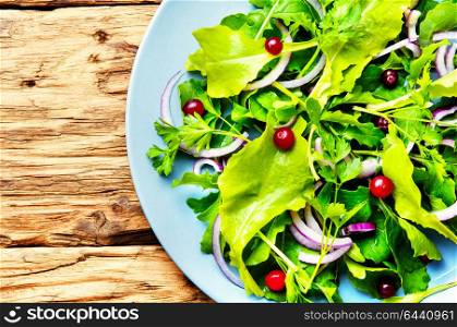Fresh mixed green salad. Fresh spring salad with mixed greensHealthy eating.Healthy food