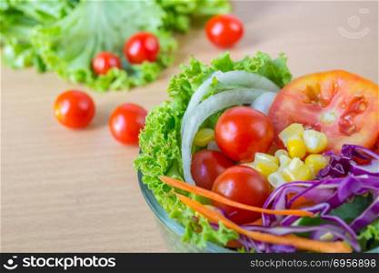 Fresh mixed vegetables salad. Selective focusxq