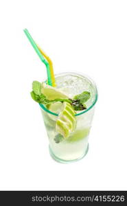 Fresh mojito cocktail isolated on a white bacground