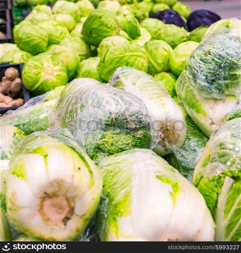 Fresh napa cabbage at farmers market