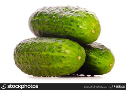 fresh natural cucumbers isolated on white background