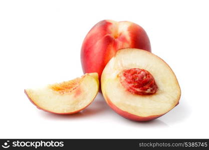 Fresh nectarine isolated on white background closeup