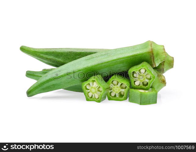 fresh okra isolated on white background