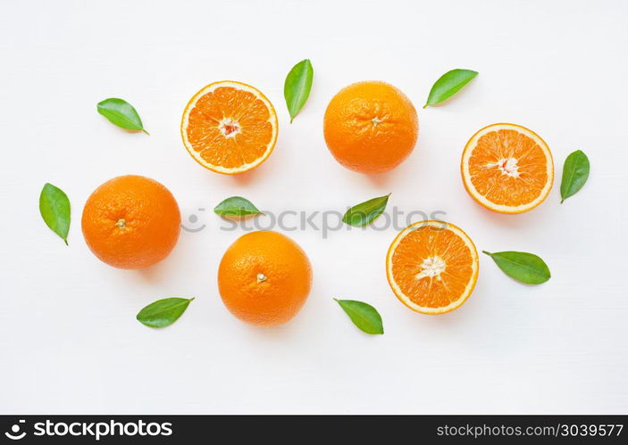 Fresh orange citrus fruit isolated on white background.