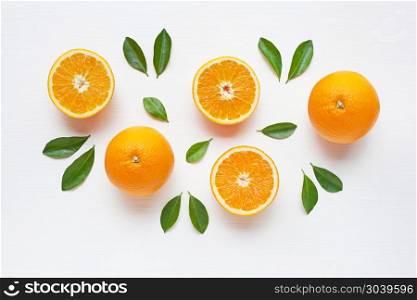 Fresh orange citrus fruit isolated on white background. . Fresh orange citrus fruit isolated on white background. Top view