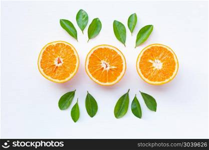 Fresh orange citrus fruit isolated on white background.