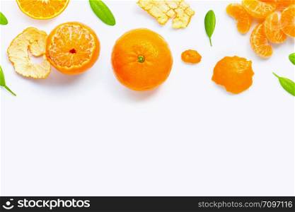 Fresh orange citrus fruit isolated on white background. Juicy, sweet and high vitamin C. Copy space