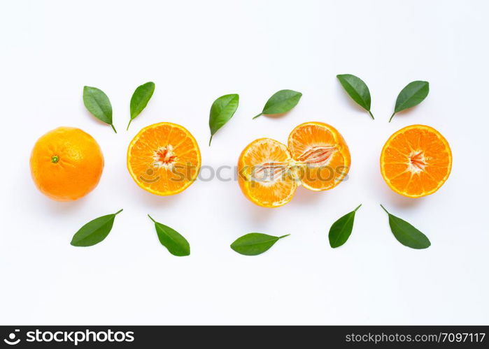 Fresh orange citrus fruit isolated on white background. Juicy, sweet and high vitamin C