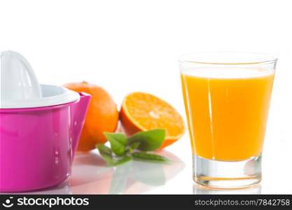 Fresh orange juice freshly squeezed in a glass