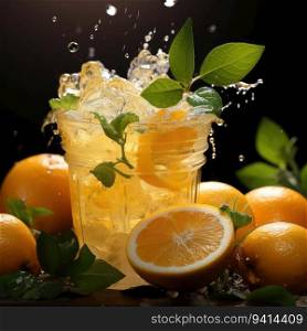 Fresh orange juice in the glass on dark background. chilled in a Glass filled with crushed ice to keep them cool. For fresh up in summer. Good beverage for health.
