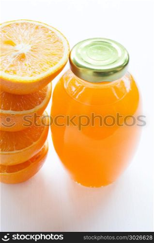 Fresh orange juice on white, Healthy vitamin drink.